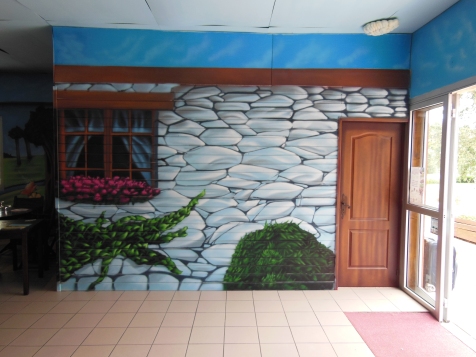 fresque murale aerosol restaurant